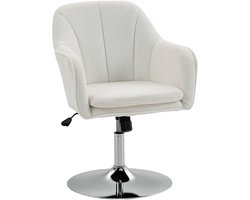 HOMCOM - Accentstoel - Teddy fleece (100% polyester) - 64x61x92cm - Wit