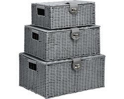 HOMCOM Aufbewahrungskörbe Set mit Verschluss 850-233V00