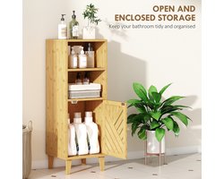 HOMCOM Badkamerkast - Bamboe - 32x30x90cm - Natuurlijk hout