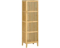 HOMCOM Badkamerkast - Bamboe - 40x30x140cm - Natuurlijk hout