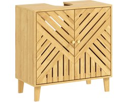 HOMCOM Badkamerkastje - Bamboe - 60x30x60cm - Natuurlijk hout