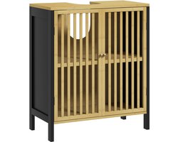 HOMCOM-Badkamermeubel-Hout-60x30x70cm-Natuurlijk hout