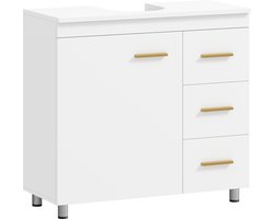 HOMCOM Badkamermeubel MDF, spaanplaat 70L x 30B x 65H cm Wit