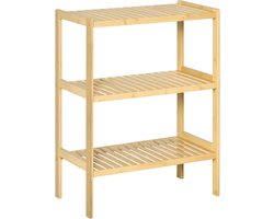 HOMCOM badkamerrek - bamboe - 62L x 33B x 80H cm - natuurhout