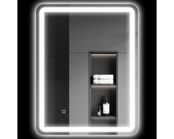 HOMCOM-Badkamerspiegel-70x4x90cm-Gehard Glas-Zilver