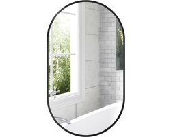 HOMCOM Badkamerspiegel - Aluminiumlegering - 40x70x3cm - Zwart