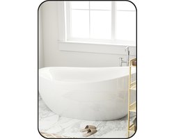 Homcom Badkamerspiegel-Glas, Metaal-70L x 50B x 2,5H cm-Zwart