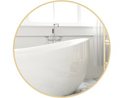 HOMCOM Badkamerspiegel Metaal, Glas Ø70 x 2,5H cm Goud