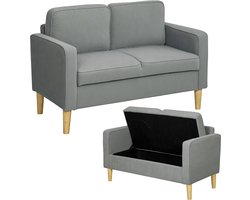 HOMCOM bank 2-zitsbank - polyester - 117x63x79 cm - lichtgrijs