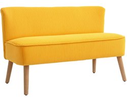 HOMCOM bank - hout/stof/schuim - 117x56,5x77 cm - geel