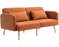 HOMCOM-Bankbed-Linnen effect stof-170x83x80cm-Bruin