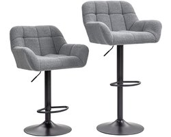 HOMCOM barkruk 2set - polyester/staal - 57,5x52,5x93-114 cm - grijs