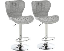 HOMCOM-Barkruk-47x51.5x111.5cm-Linnen-Grijs