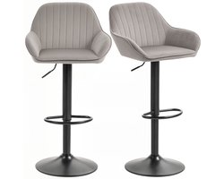 HOMCOM-Barkruk-50,5x50x107cm-Fluwelen (100% polyester)-Grijs