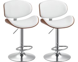 HOMCOM-Barkruk-53x52x112cm-Synthetische coating-Wit