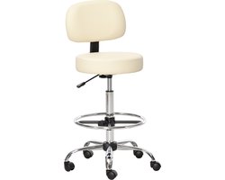 HOMCOM barkruk - draaistoelen - met rugleuning - gestoffeerd - beige