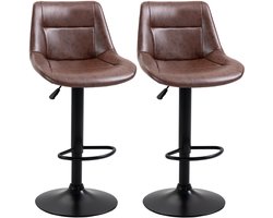 HOMCOM barkruk - kunstleer - staal - 46,5L x 50B x 88-108H cm - bruin