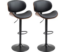 HOMCOM barkruk - kunstleer - staal - populierenhout - zwart