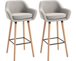 HOMCOM barkruk - met voetensteun - set van 2 - linnen - grijs