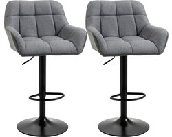 HOMCOM barkruk - met voetsteun - gewatteerde zitting - grijs - zwart