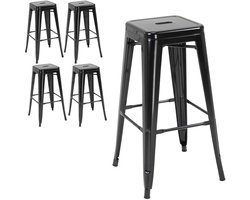 HOMCOM Barkruk Metaal 43L x 43B x 76H cm Zwart