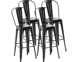 HOMCOM barkruk - Metaal - 44x49x116cm - Zwart