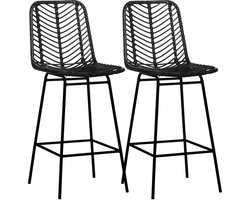 HOMCOM barkruk - PE-rotan - staal - 42,5L x 52B x 102H cm - zwart