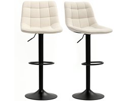 HOMCOM barkruk - polyester - beige - verstelbar - 53x47x96-117 cm