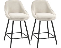 HOMCOM Barkruk-Polyester, Staal-52L x 49B x 88H cm-Crème