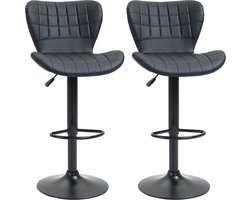 HOMCOM barkruk - set van 2 - gewatteerde zitting - draaibaar - zwart