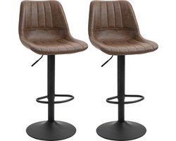 HOMCOM barkruk - set van 2 - met brede ronde voet - kunstleer - bruin