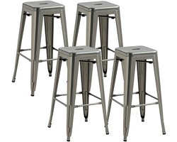 HOMCOM barkruk - Staal - 43x43x76cm - Zilver