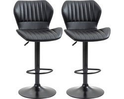 HOMCOM barkrukken set - in hoogte verstelbaar - met voetring - zwart