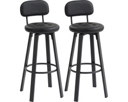 Homcom Barstool-Kunstleer, Metaal-43,5L x 35,5B x 98H cm-Zwart