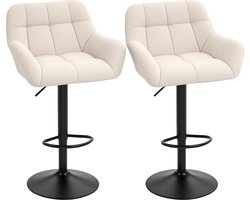 HOMCOM Barstool Kunstleer, Polyester 57,5L x 52,5B x 93-114H cm Crèmewit