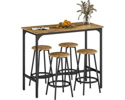 HOMCOM-Bartisch Set-MDF, Metall-110L x 50B x 89,5H cm-Rustikal-Braun