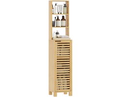 Homcom Bathroom Floor Cabinet-Bamboe-34L x 30B x 170H cm-Natuurhout
