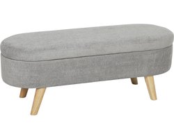 HOMCOM-Bedeindbankje-Polyester-110x40x43cm-Lichtgrijs