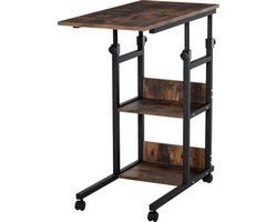 HOMCOM-Beistelltisch-E1 Spanplatte, Metall, Kunststoff-80L x 40B x 82H cm-Braun