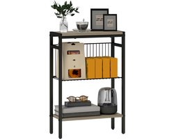 HOMCOM-Bijzettafel-43x18x62,5cm-Staal-Grijs