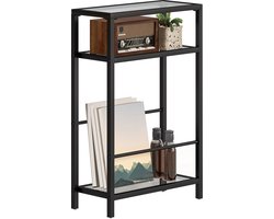 HOMCOM bijzettafel - staal - gehard glas - zwart