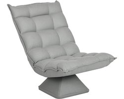 HOMCOM-Bodenstuhl-Stahl, Polyester-62L x 70B x 95H cm-Hellgrau