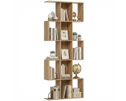 HOMCOM-Boekenkast-MDF-80 x 24 x 200 cm-Eiken