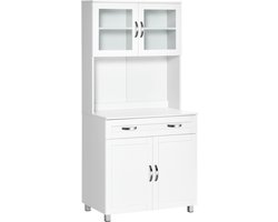 HOMCOM-Buffet met buffetkast - E1-klasse spaanplaat - 80x48x170cm - Wit