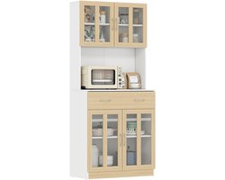 HOMCOM Buffetkast met vitrine - Spaanplaat - 80x40x180cm - Wit