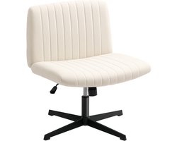 HOMCOM Bureaustoel-Linnen-61L x 64B x 76-86H cm-Crèmewit