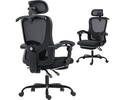 HOMCOM bureaustoel - mesh (100% polyester) - 64x64x124cm - zwart