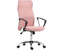 Homcom Bureaustoel-Mesh, Staal-63L x 65B x 109-119H cm-Roze