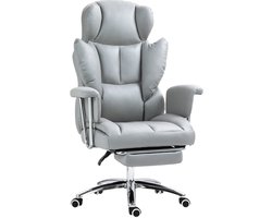 HOMCOM Bureaustoel met relaxfunctie, ergonomische bureaustoel, in hoogte verstelbare draaistoel met voetenbank, gevoerd, draagvermogen tot 120 kg, voor kantoor, studeerkamer, lichtgrijs