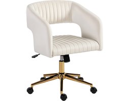 HOMCOM Bureaustoel Polyester, Staal 62L x 61B x 76-84H cm Crèmewit